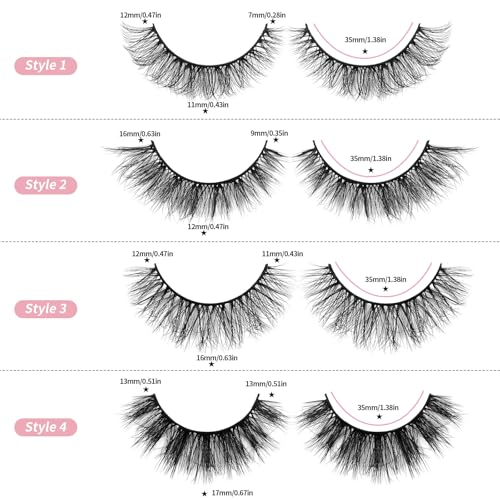 MAGEFY 20 Pairs False Eyelashes,4 Styles Eyelashes 7mm-16mm Lashes Natural Look to Dramatic False Eyelashes with Portable Boxes,Style-2