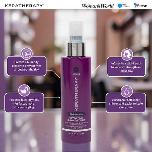 Ultra Fast Blow Dry Mist Perfect Blowout for Hair, 4.2 fl. oz., 125 ml ? Keratin Infused Blow Dry Spray for Styling & Frizz-free Styling