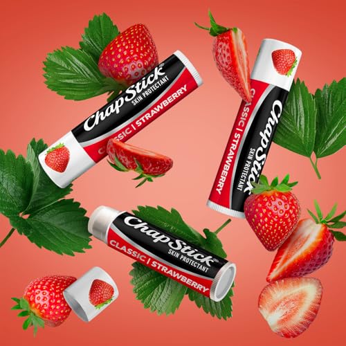 ChapStick Bulk Classic Strawberry Lip Balm, 24-Count ? Tinted Lip Moisturizer, Juicy & Sweet, 0.15 Oz Ea