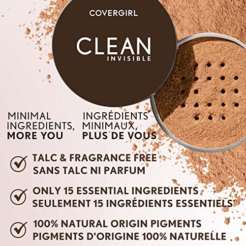 COVERGIRL Clean Invisible Loose Powder - Loose Powder, Setting Powder, Vegan Formula - Translucent Light, 20g (0.7 oz) (Pack of 2)