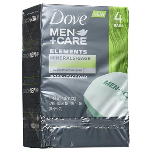 Dove Men+Care Elements Bar Minerals and Sage, 4 Ounce, 4 bars