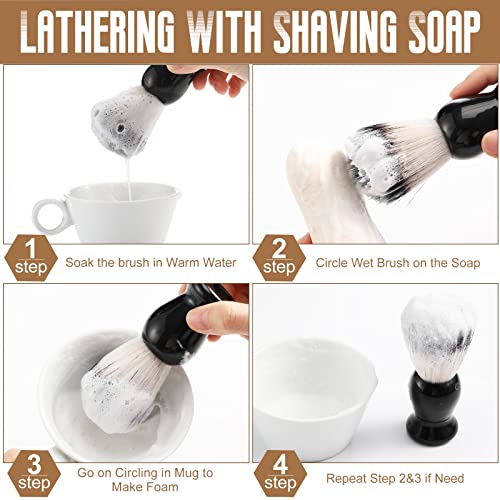 2 Pack Men Shaving Brush, Soap Synthetic Hair Tool & wet Shave Using Cream with Hard Wood Handle Synthetic Travel Paint Brush for Men Valentine Gifts Hair Salon Tool Home(Brown, Black,stylish)
