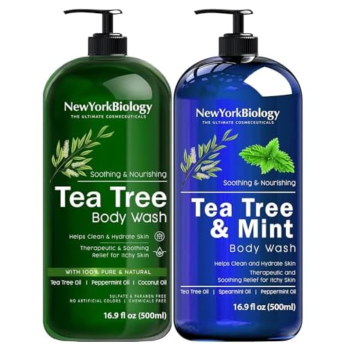 New York Biology Tea Tree Body Wash with Tea Tree Mint Body Wash for Men and Women - Helps Jock Itch & Itchy Skin, Nail Fungus, Athletes Foot, Eczema & Body Odor, Ringworms ? 16 Fl Oz