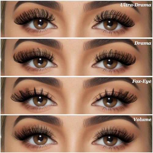 FARRED Lashes Wispy False Eyelashes 4 Styles Cat Eye Fake Lash Strips Big Fluffy Fox Strip Eyelash Pack 20 Pairs Natural Mink Cateye Lashes Natural Looking Wispies Easy Russian Eye Lash for Beginners