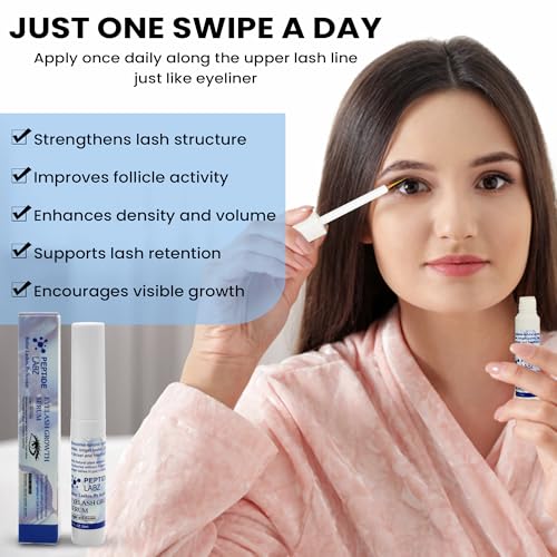 Eyelash Growth Serum ? Myristoyl Pentapeptide-4, Diaminopyrimidine Oxide ? Boosts Lash Length, Density & Strength ? Supports Fuller, Thicker Eyelashes Naturally, 5ml