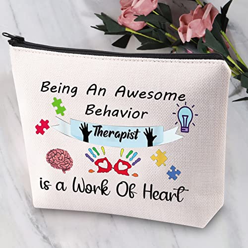 JYTAPP Behavior Therapist Gift ABA BCBA Behavior Analyst Gift Being An Awesome Behavior Therapist is a Work Of Heart Cosmetic Bag BCBA Graduation Gift
