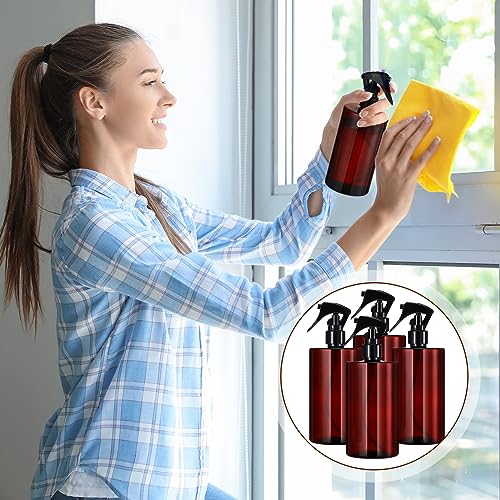 Hsei 20 Pcs 16 oz Amber Spray Bottles Empty Refillable Plastic Bottles with Trigger Sprayers Spray Water Container for Water Essential Oils Hair Cleaning Products