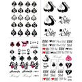 4 Sheets BBC Queen of Spades Temporary Tattoo Sticker Total 81(15X21cm) QOS Hardcore Words Phrases Temporary Tattoos
