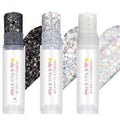 3PCS Face and Body Glitter Stick, Waterproof Halloween Face Glitter Gel, Chunky Sequins Face Hair Glitter Makeup, Silver Black Sparkle Body Glitter for Women and Kid