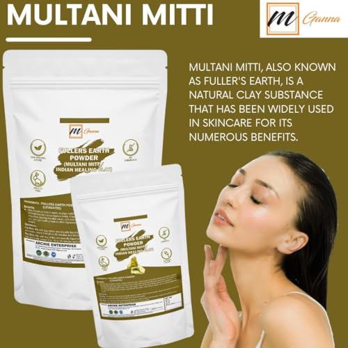 100% Pure Natural 2 Lbs Bulk Pack Purified Multani Mitti Mud | Fullers Earth Clay Powder Cosmetic Grade | Natural Face Mask 2 Pounds / 908 GMS