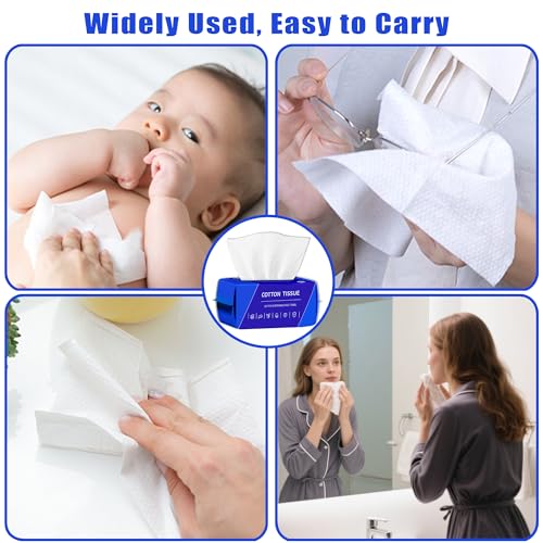400 Count Disposable Face Towel, Dual-Textured Clean Wipes ? Dry/Wet Use, Ultra-Soft Facial Towels, Lint-Free Face Towel Disposable for Women Cleansing, Makeup, Travel