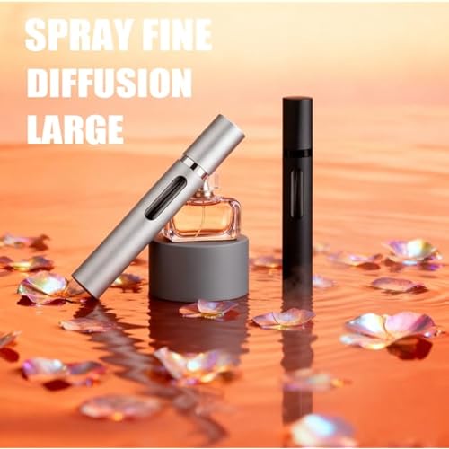 10ml Perfume Atomizer Travel Refillable, 5PCS Perfume Travel Refillable Bottle,Bottom-Filling Fragrances Perfumes Bottle,Mini Cologne Dispenser,Portable Sprayer (Black+Grey+Pink+Gold+Silver)