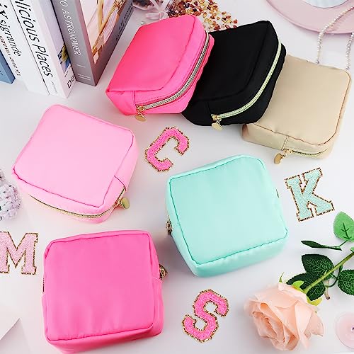 Giesiery 16 Pcs Black Makeup Bag Bulk Mini Nylon Cosmetic Bag Blank DIY Craft Zipper Pouches for Makeup Cosmetic Toiletry Stationary Storage Purse Preppy Party Favors