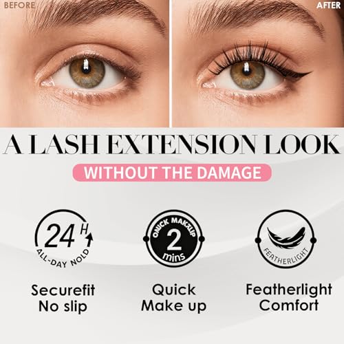Magnetic Eyelashes with Eyeliner Kit ? Upgraded 10 Micro-Magnets, Natural Look, Reusable & Waterproof Lashes with Applicator ? Pesta?as Postizas Magn?ticas Naturales