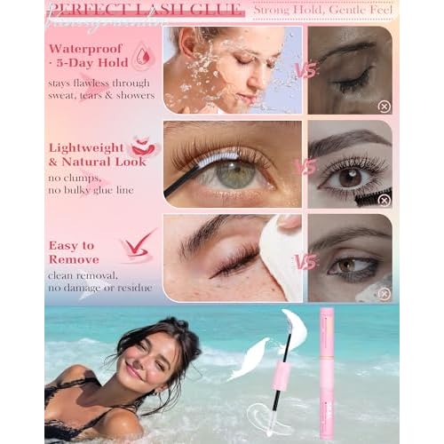 Natural Brown Lash Clusters Kit Wispy Eyelashes Clusters Kit C Curl Cluster Eyelash Extensions 10-16mm Cluster Lashes DIY Eyelash Clusters Waterproof Individual Lashes Extension Kit with Brush