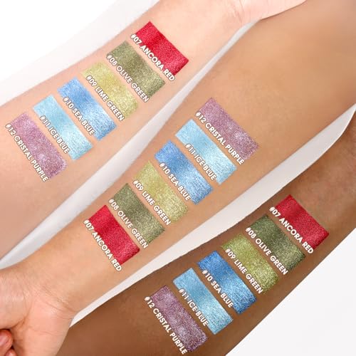 Liquid Red Metallic Eyeshadow - High Pigment Quick-Drying Sparkly Red Gothic Eyeshadow for Sensitive Eyes, Long Last Burgundy Eye Shadow for Christmas, Party, Easy to Remove, Crease-proof & Vegan #07