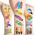 110 PCS Summer Surfing Surf Surfboard Temporary Tattoos Sticker Ocean Surfer Beach California Hawaiian Themed Birthday Party Decorations Favors Supplies Gifts Girls Boys Cute Tattoo School Reward