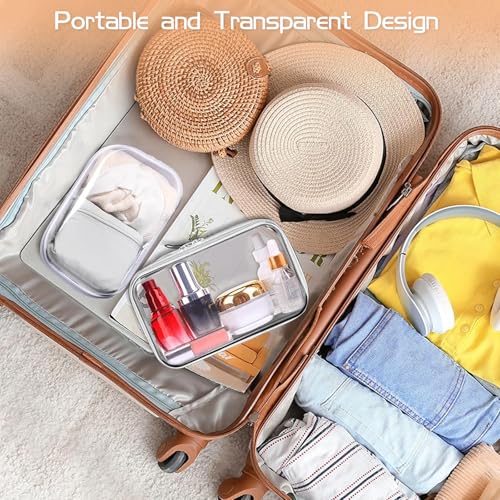 6 Pcs Clear Hard Zipper Case Hard-Sided Premium Storage Case Plastic Clear Hard Shell Zipper Pouch Portable Travel Organizer Box for Travel Building Blocks Puzzles Cosmetics Makeup Supplies (White)