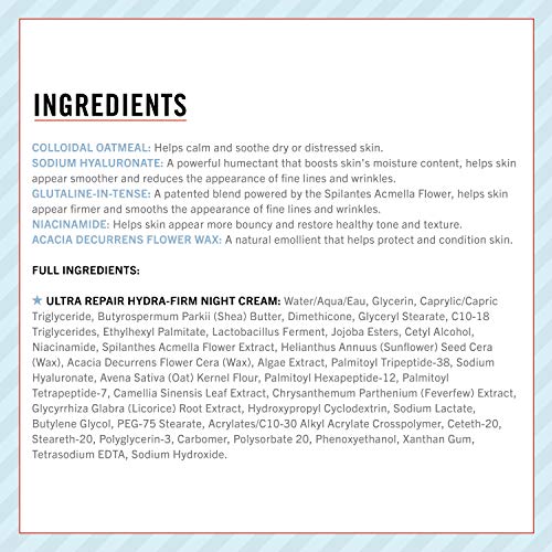 First Aid Beauty - Ultra Repair Hydra-Firm Night Cream, Hydrating Night Repair Skin Cream, Visibly Combat Signs of Aging, Deeply Rich & Buttery Texture, Alcohol Free, Sensitive Skin Safe, 1.7 oz