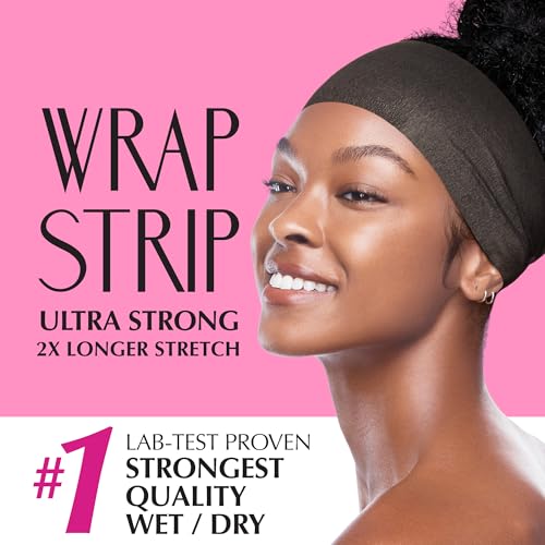 Red by Kiss Hair Wrapping Strip, Ultra Strong 2X Longer Stretch, 40 Strips, Suitable for Wet/Dry Hair, White, Styling Paper for Sleek Hairstyles (3.5", Black, 1 Pack)