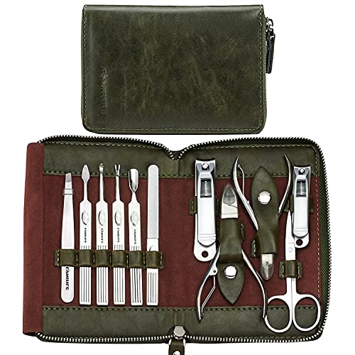 FAMILIFE Manicure Set, Nail Kit 11 in 1 pedicure kit Stainless Steel Mens Manicure Kit Leather and 1 in 1 Gift Set for Women and Men Nail Kit Manicure and Pedicure Set Nail Care Tools Stainless Steel