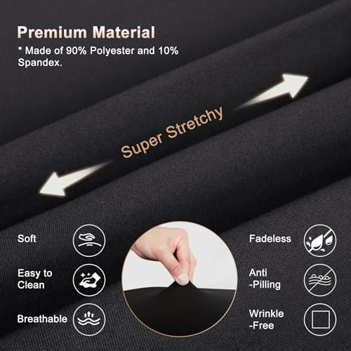 2-Piece Spa Bed Cover Professional Lash Bed Cover Stretchy Massage Table Cover Beauty Bed Protective Topper, Excellent for Lash Extension, Spa, Massage, Beauty Salon, Wax, Tattoo (Black)