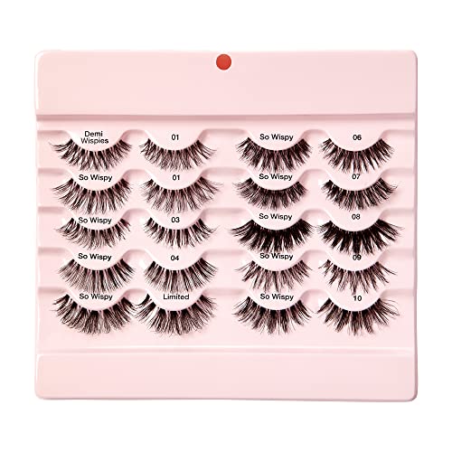 i-ENVY 10 Pairs So Wispy Human Hair Eyelashes Multipack, Natural Dramatic Fluffy False Lashes - Invisible Band, Volume & Curl, Lightweight, Reusable