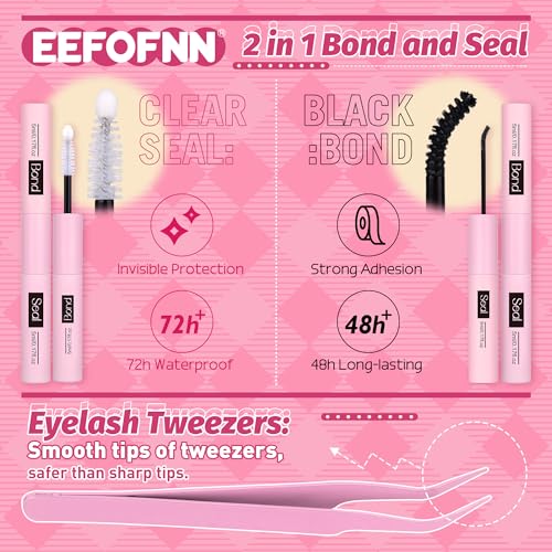 Eefofnn DIY Lash Extension Kit Fuzzy Mink Cluster Lashes Kit Natural Volume Eyelashes Extensions with Lash Bond and Seal Tweezers 50D Eyelash Clusters 10-18MM Fluttery Individual Lashes Extension Kit