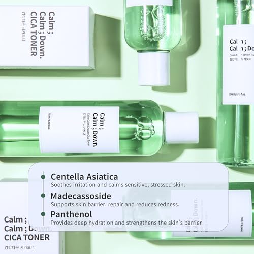 Calm Calm Down CICA Ampoule Toner ? Daily Hydrating & Soothing Toner for Sensitive, Acne-Prone Skin with Centella & Madecassoside | Korean Skincare 8.45 fl.oz