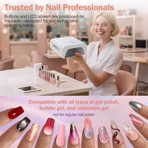 NAILGIRLS Cordless UV LED Nail Lamp, 60W Professional Rechargeable UV Light for Gel Nails with 4 Timer Setting, Portable Nail Dryer Auto Sensor, 80 LED Beads Fast Curing for Salon Manicurist