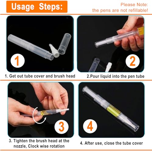 30 Pack 5 ML Cuticle Oil Pens, Empty Nail Oil Pen Transparent Twist Pens with Brush Tip Cosmetic Lip Gloss Containers Applicators Eyelash Growth Liquid Tube with Sticker