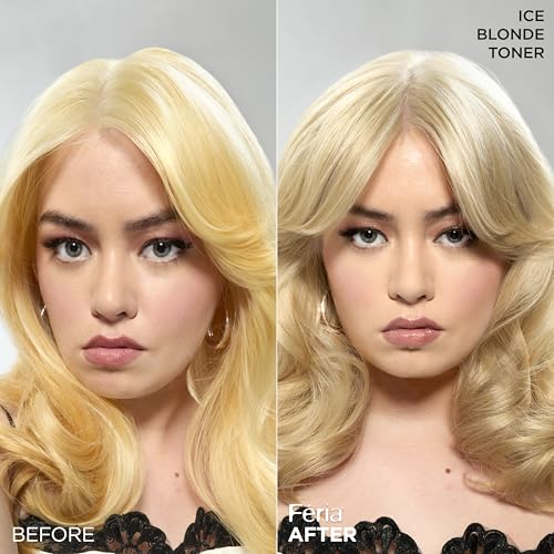 L¡¯Oreal Paris Feria Long-Lasting Anti Brass Power Hair Toner, Ammonia Free Demi Permanent Hair Color, Ice Blonde Hair Toner, 1 Application