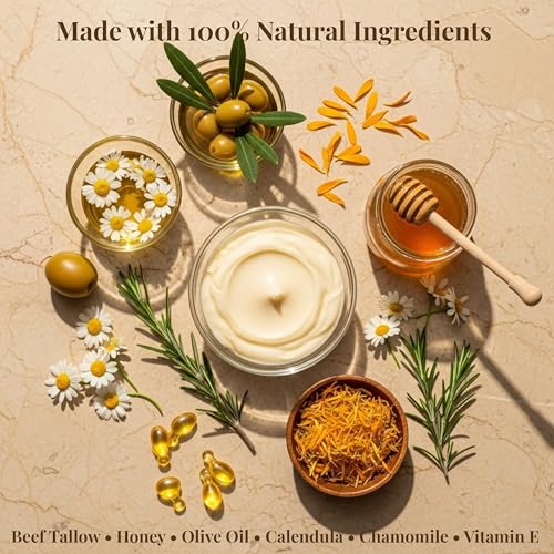 Grass-Fed Beef Tallow Balm & Gua Sha Set ? Nourishing Tallow Moisturizer for Face, Body & Hands ? Natural Skincare