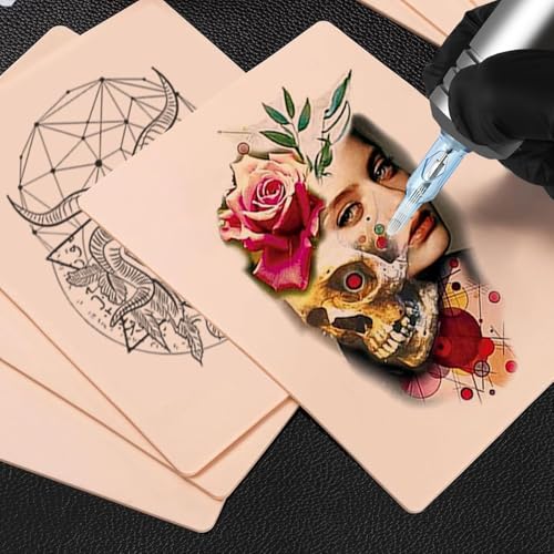 3MM Fake Skin with Transfer Paper - Jconly 35pcs Fake Skin Transfer Paper Kit,5Pcs Tattoo Thick Practice Skin with 30Pcs Tattoo Paper Stencil Paper