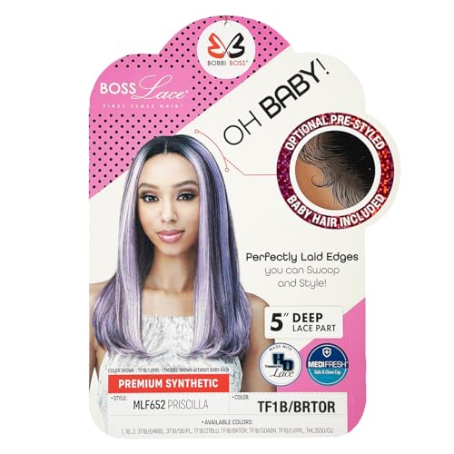 Bobbi Boss HD Lace Front Wig MLF652 Oh Baby Transparent Lace 5 inch Deep Part Priscilla (TF1B/BRTOR)