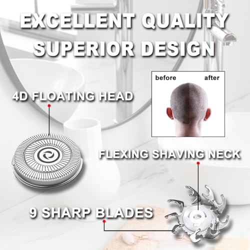 16 PACKS Head Shaver Replacement Heads Compatible with Skull Shaver Pitbull Gold PRO, Pitbull Silver PRO, Palm, Pitbull Platinum PRO, Electric Razor Replacement head for Superior Shaving