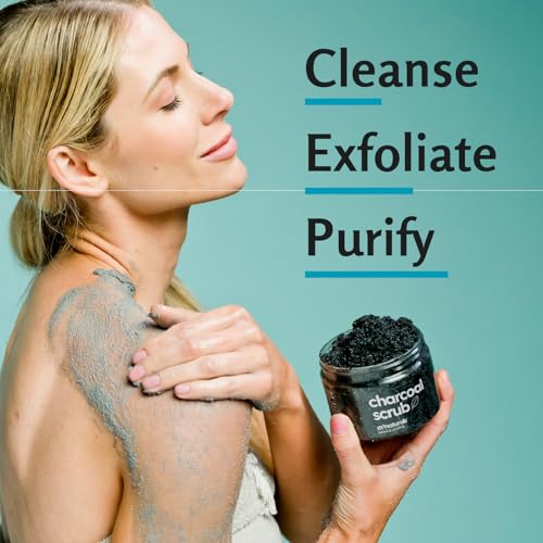 Exfoliating Charcoal Scrub with Collagen & Stem Cells ? Salt Scrub for Body Toning, Cellulite, Armpit Detox, and Skin Smoothing for Face, Feet, and Body by M3