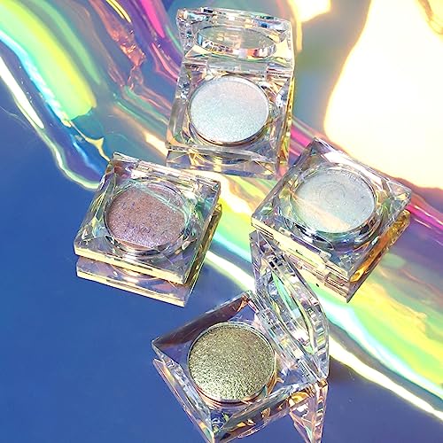 Purple Pink Shimmer Glitter Highlighter Contour Palette, Chameleon Face Illuminator Highlighter Powder, Diamond Glow Sparkle Highlight Makeup Face Body Cheek, 03# Purple Pink