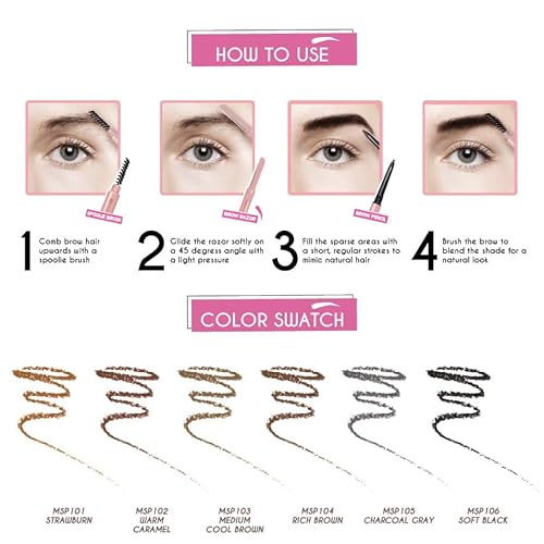 J.CAT BEAUTY 3 in 1 Mapping and Shaping Brow Pencil, Soft Black, Women's Makeup and Accessories