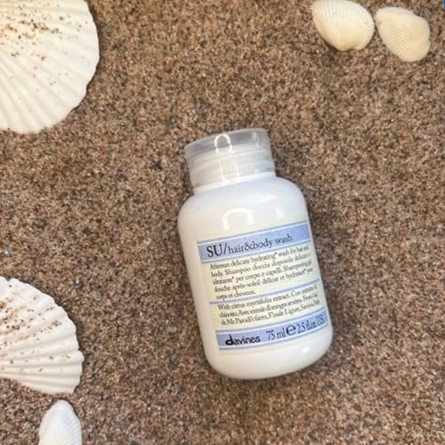 Davines SU Hair & Body Wash, Gentle Cleansing For Sun Exposed Hair And Skin, Full-Bodied Multi-Benefit Shower Foam, Moisturize And Hydrate