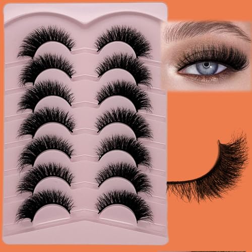 Cat Eye Lashes Mink 3D Short Fluffy Full Strip Lashes C Curl Wispy Cateye Thick False Strip Eyelashes Natural Look