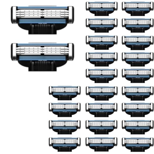 24 Pcs Razor Blade Refills for Men,Compatible with Ma-ch 3 Razor Blades Refill Disposable Blade Manual Beard Trimmer Safety Replacement Shaver Heads Set