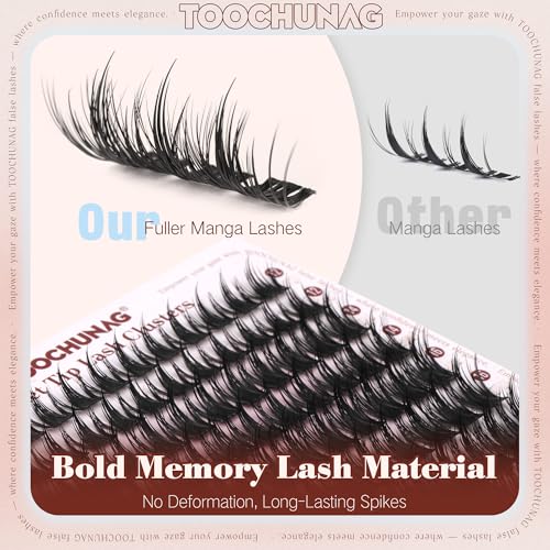 TOOCHUNAG Anime Lash Clusters 12-20mm Manga Eyelash Clusters Volume Cluster Eyelash Extensions D Curly Lashes Clusters DIY Lash Extensions Wispy Individual Lashes