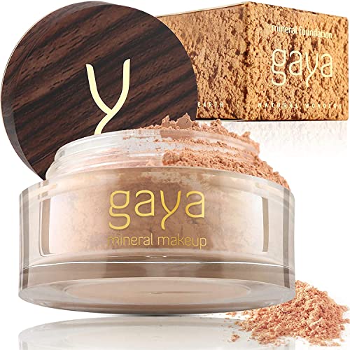 Vegan Mineral Powder Foundation Light to Full Coverage, Natural Foundation for Natural-Looking, Mica Mineral Foundation, Cruelty Free, No Chemicals by Gaya Cosmetics (MF4)