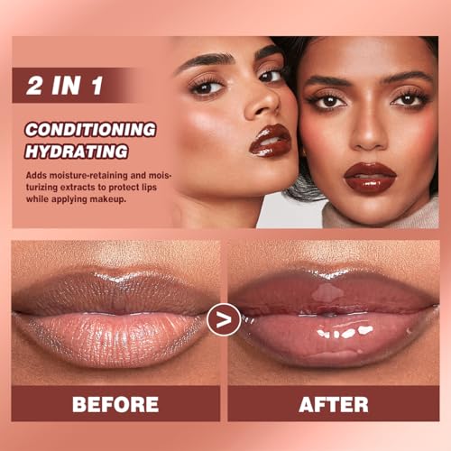 4 Colors Jelly Tinted Lip Serum Gloss,Hydrating Nourishing Lip Plumping,Long-Lasting Moisturizing with Polypeptide,Non-Sticky Glossy Lip Glaze Makeup