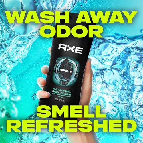AXE Men's 3-in-1 Face, Body Wash & Shampoo Variety 5-Pack (Apollo, Dark Temptation, Black, Excite, Phoenix) 12 Hour Invigorating Scents, 16 Fl Oz Each