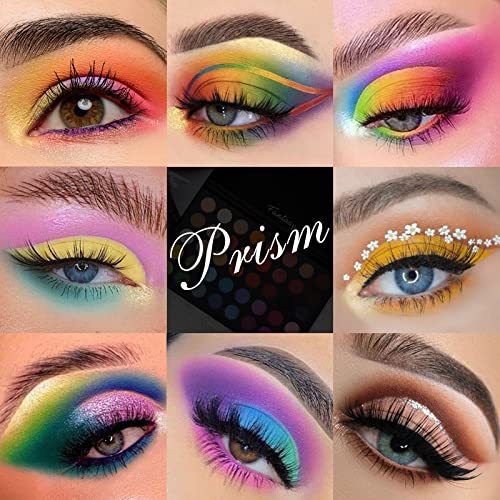 Prism Makeup 40 Colors Vibrant Rainbow Eyeshadow Palette with 18 Colors Dark Brown Rusty Smokey Eyeshadow Palette