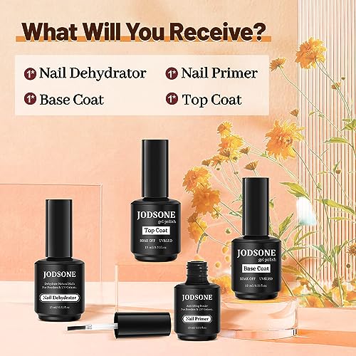 JODSONE 39-Piece Gel Nail Polish Set - 32 Colors, 4x15ML, Kit Includes Nail Dehydrator, Primer, Base Coat, Top Coat, Quick Drying, Durable Finish