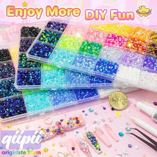 3 Boxes 24 Color 3mm 4mm 5mm Jelly Resin Rhinestones Flatback Colorful Stones Gems Diamonds Charms for Nails Face Makeup Bedazzling Crafting Tumblers Bottles DIY Crafts Clothes Shoes Phones