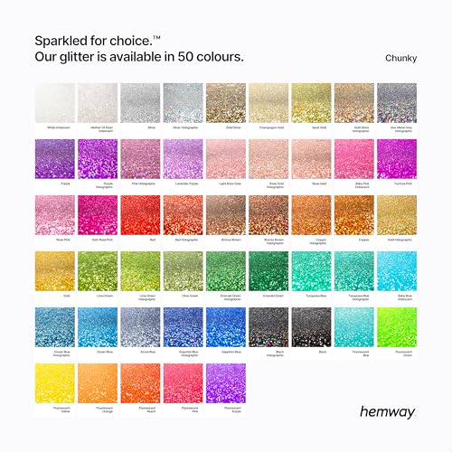 Hemway Premium Ultra Sparkle Glitter Multi Purpose Metallic Flake for Arts Crafts Nails Cosmetics Resin Festival Face Hair - Silver - Chunky (1/40" 0.025" 0.6mm) 100g / 3.5oz